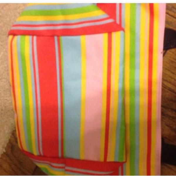 Vincelli Multi Stripe Beach Bag Zipper Closure Shopper Tote Nylon Purse #3 image