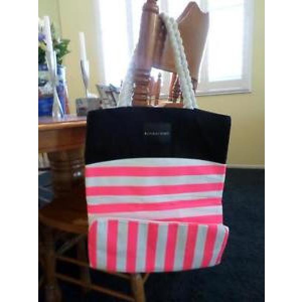 Victoria&#039;s Secret Pink White Black Stripe Handbag Tote Purse Sac Beach Pool Bag #1 image