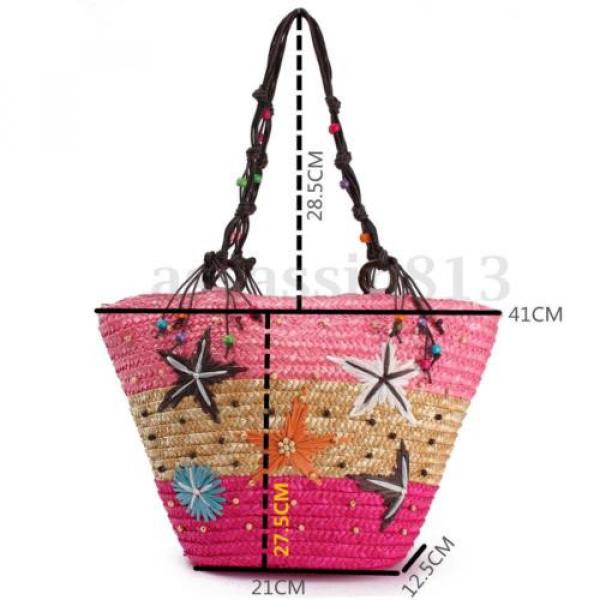 Summer Beach Coral Cane Straw Handmade Knitted Cute Shoulder Bag Handbag Tote #2 image