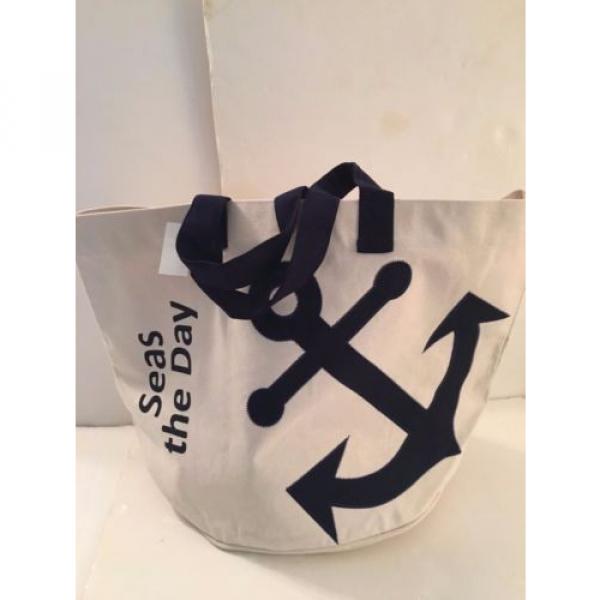 extra LARGE anchor CANVAS beach cotton BOAT tote bag EMBROIDERED sailing NEW #1 image
