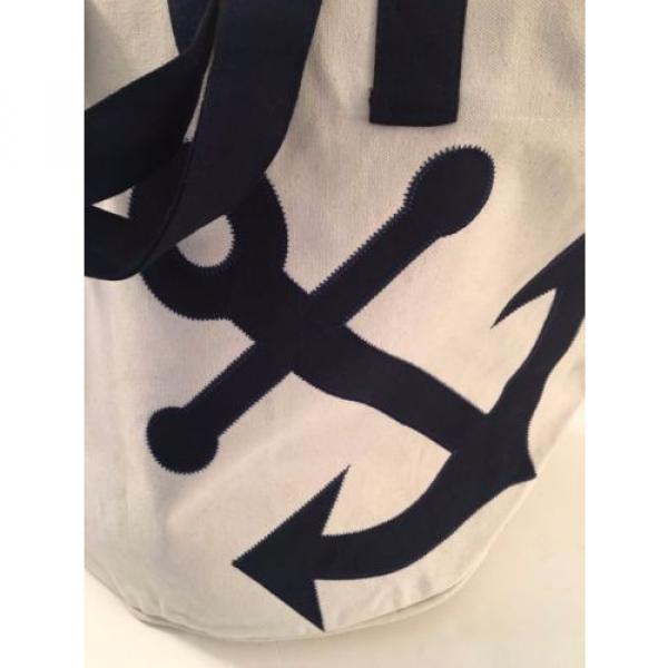 extra LARGE anchor CANVAS beach cotton BOAT tote bag EMBROIDERED sailing NEW #2 image