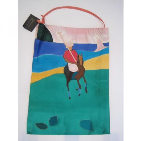 $170 New Ladies Mercedes Lasarte Handpainted Silk Tote Bag Polo Equestrian Beach #1 image