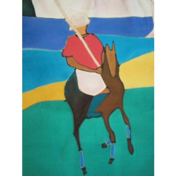 $170 New Ladies Mercedes Lasarte Handpainted Silk Tote Bag Polo Equestrian Beach #2 image