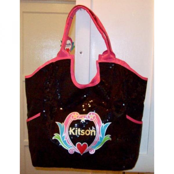 KITSON Los-Angeles Black amp Pink Tote Shopper Beach Bag NWT LA NR #1 image