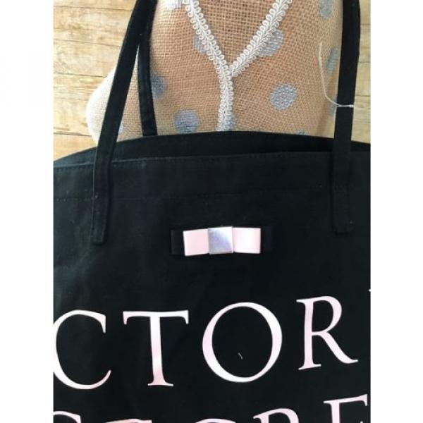 Victorias Secret Black &amp; Pink Bow Tote Bag Shopping Beach Weekend Large Bag #3 image
