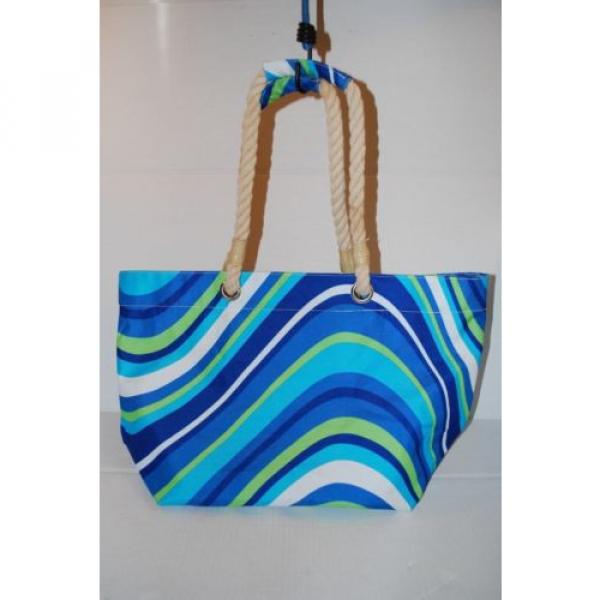 Rope Handle Beach Bag Canvas Striped Handbag Shopper Tote Shopping Travel Bag #1 image