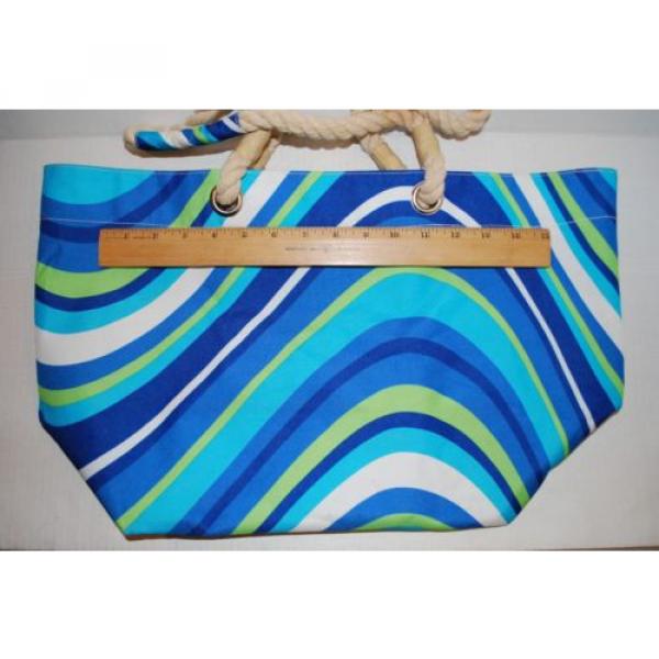 Rope Handle Beach Bag Canvas Striped Handbag Shopper Tote Shopping Travel Bag #3 image