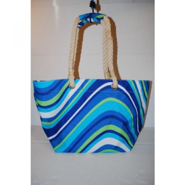 Rope Handle Beach Bag Canvas Striped Handbag Shopper Tote Shopping Travel Bag #4 image