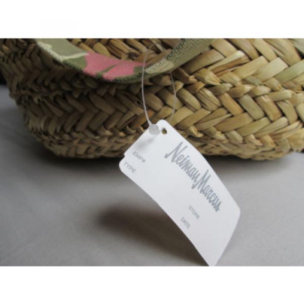 NEIMAN MARCUS Medium Tote Straw Bag Beige Summer Beach Basket Weave Pink Camofla #3 image