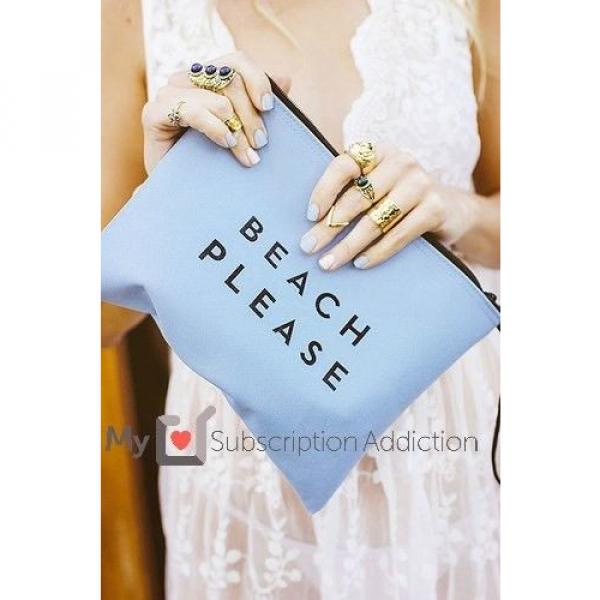 Milly Zip Pouch Clutch Waterproof Blue Bag &#034;Beach Please&#034; Unopened- Retails $45 #1 image