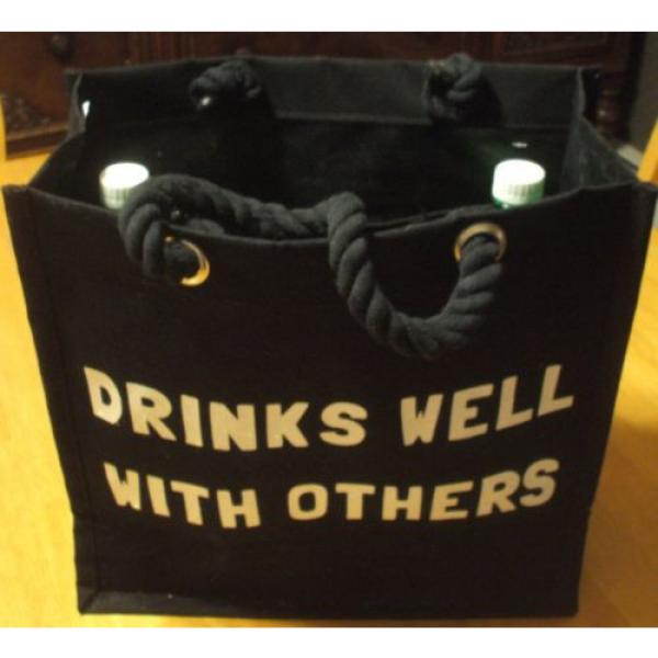 Drinks Well With Others Tote Beach Party Picnic Wine Bottle Bag Sparkly GiftNWT #2 image