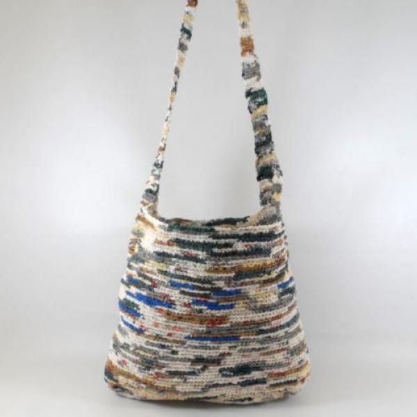 Vtg Recycled Plastic Bags Crochet Large Shopper Tote Beach Bag Purse #2 image