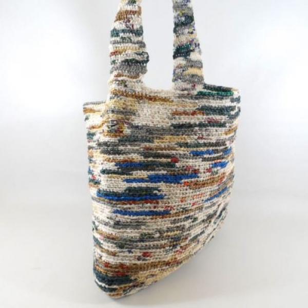 Vtg Recycled Plastic Bags Crochet Large Shopper Tote Beach Bag Purse #3 image