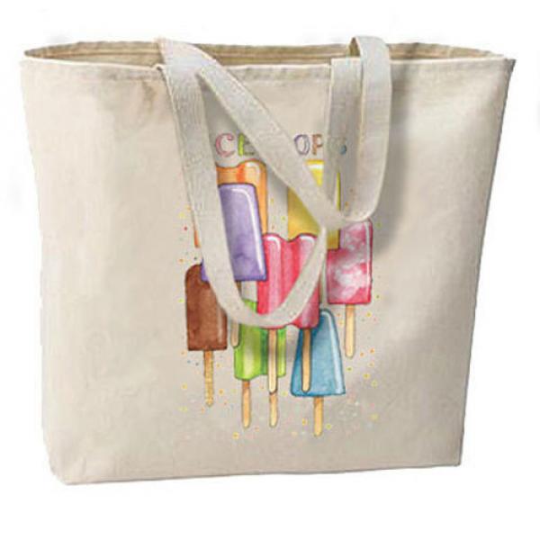 Ice Pops Summer Treats New Large Canvas Tote Bag Summer Beach Travel #1 image