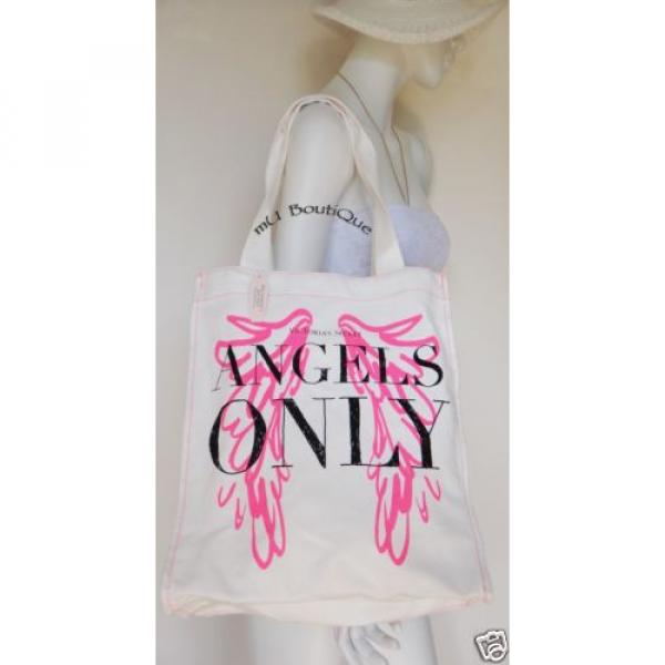 1 VICTORIA&#039;S SECRET SUPERMODEL ANGELS ONLY WHITE IVORY CANVAS BEACH TOTE BAG NWT #2 image