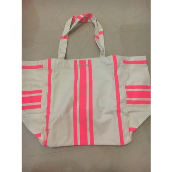 Victorias Secret Canvas Tote Bag Extra Large Beach Shopper Pink Striped NEW! #1 image