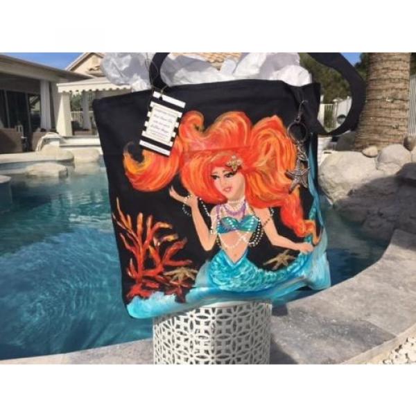 Hand Painted Mermaid beach bag tote #4 image