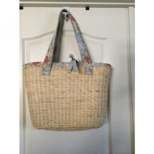 Laura Ashley Beautiful Lined Straw Tote Summer Wicker Beach Bag #1 image