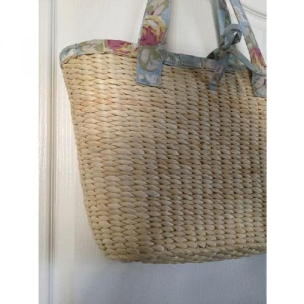 Laura Ashley Beautiful Lined Straw Tote Summer Wicker Beach Bag #2 image