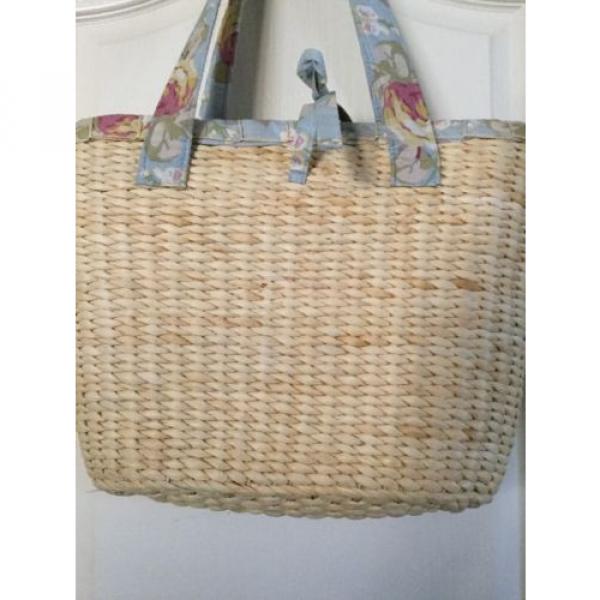 Laura Ashley Beautiful Lined Straw Tote Summer Wicker Beach Bag #3 image