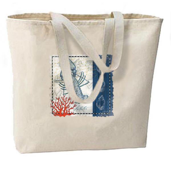 Blue Lobster New Large Canvas Cotton Beach Tote Bag Travel Events Shop #1 image