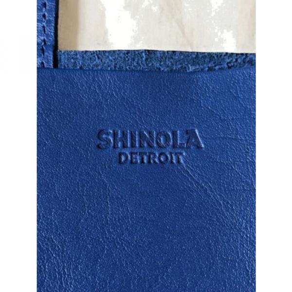 NEW $600 SHINOLA DETROIT USA LEATHER MEDIUM SHOPPER TOTE BEACH/BOOK BAG Reg Blue #3 image