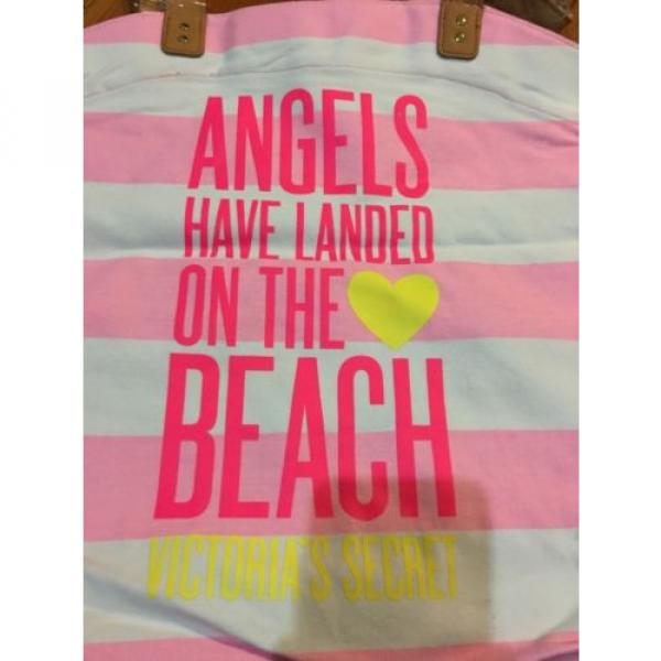 Victoria&#039;s Secret Pink Beach Tote Bag New Nwt Angels Canvas Striped #3 image