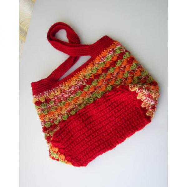 Crochet Designer Bag / Market Tote Shoulder Sling Beach Swim Summer in RED multi #4 image