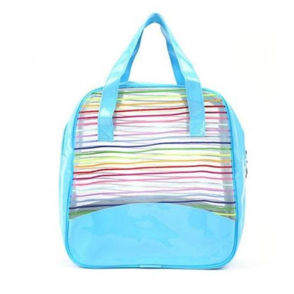 Stripe Mesh Tote Swim Beach Bath Shopping Bag Purse Zipper Handbag Shopper #2 image