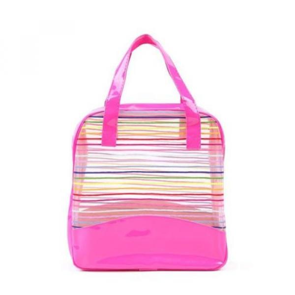 Stripe Mesh Tote Swim Beach Bath Shopping Bag Purse Zipper Handbag Shopper #4 image