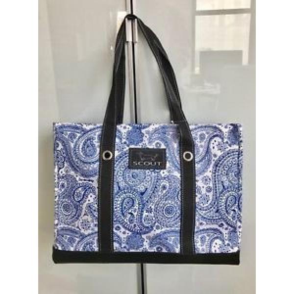 BUNGALOW SCOUT UPTOWN GIRL  BEACH CHIC SHOPPING TOTE BAG PURSE - BLUE PAISLEY #1 image