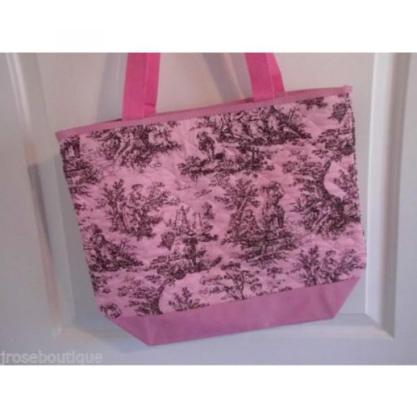 EASTER PINK TOILE BROWN BEACH CRUISE POOL PARTY PICNIC BAG TOTE PURSE TRAVEL #1 image