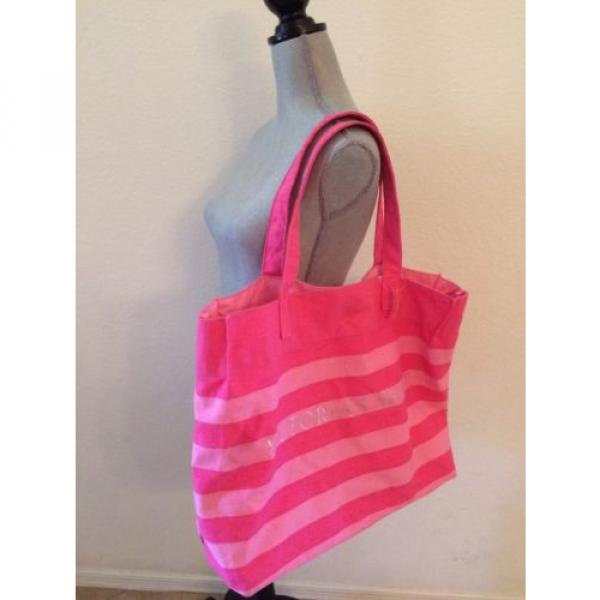 Victoria&#039;s Secret Canvas Pink Striped Tote Bag Beach Extra Large NWT #1 image