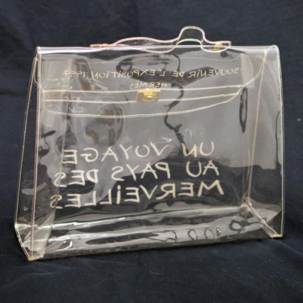 AUTH HERMES VINYL KELLY BEACH HAND BAG SOUVENIR DE L&#039;EXPOSITION 1997 JT05195 #2 image