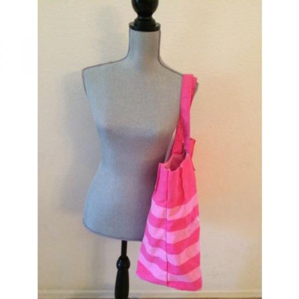 Victoria&#039;s Secret Canvas Pink Striped Tote Bag Beach Extra Large NWT #2 image