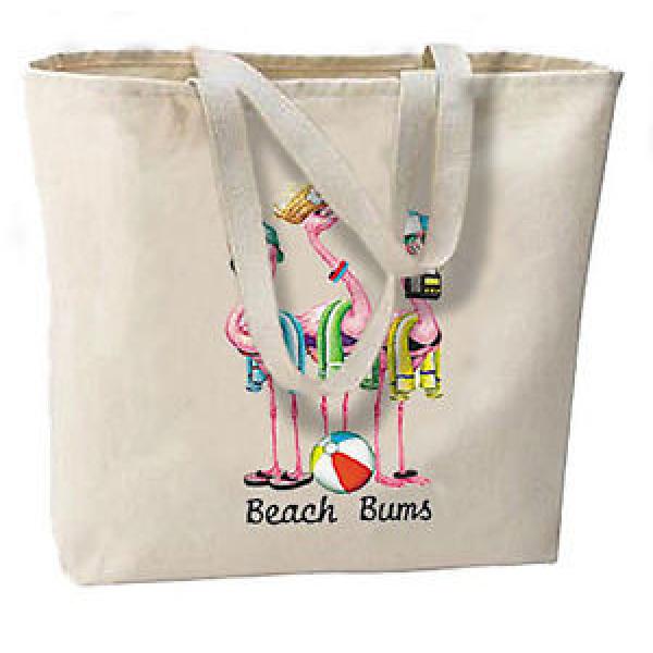 Beach Bums Flamingos New Jumbo Canvas Tote Bag Summery Cool #1 image