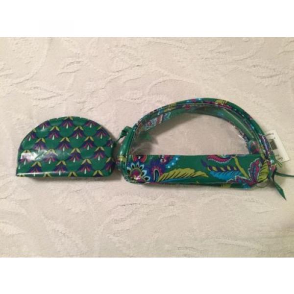 New ~ Vera Bradley Clear Cosmetic Duo EMERALD PAISLEY ~ NWT -  Great 4 BEACH BAG #1 image