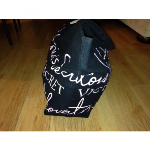 Victorias Secret Large Black Canvas Signature Travel Beach Gym Bag Tote Shopper #2 image