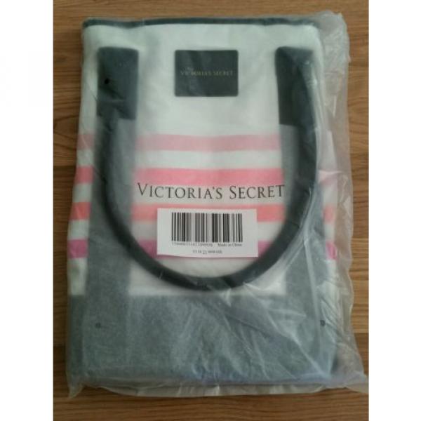 VICTORIAS SECRET SUNKISSED TOTE BEACH BAG PINK STRIPED NWT 2016 OVERNIGHTER #2 image