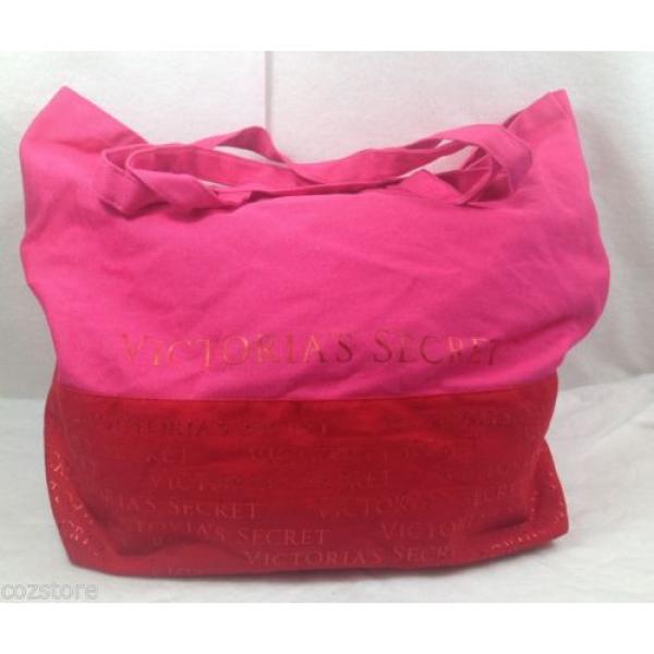 Victorias Secret  Pink Red Large Shopping travel Bag Beach Tote Handbag Purse #1 image