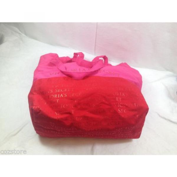 Victorias Secret  Pink Red Large Shopping travel Bag Beach Tote Handbag Purse #3 image