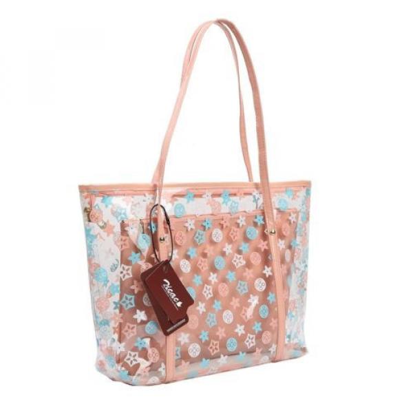 Lady&#039;s Semi-Clear PVC Beach Handbag Shoulder Bag Tote with Small Cosmetic Bag #2 image