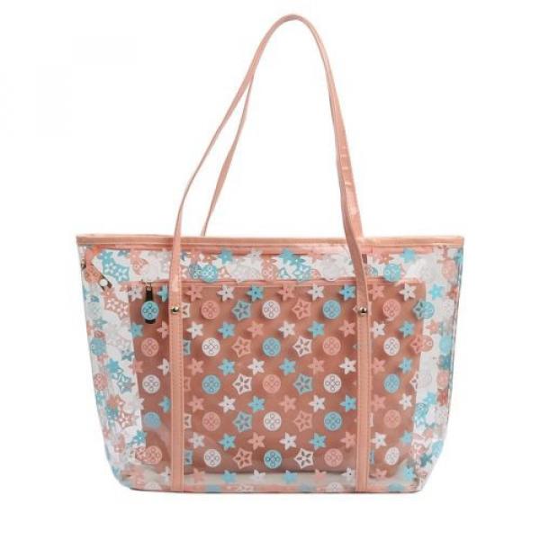 Lady&#039;s Semi-Clear PVC Beach Handbag Shoulder Bag Tote with Small Cosmetic Bag #3 image