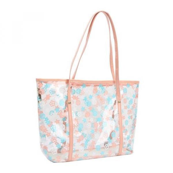 Lady&#039;s Semi-Clear PVC Beach Handbag Shoulder Bag Tote with Small Cosmetic Bag #5 image