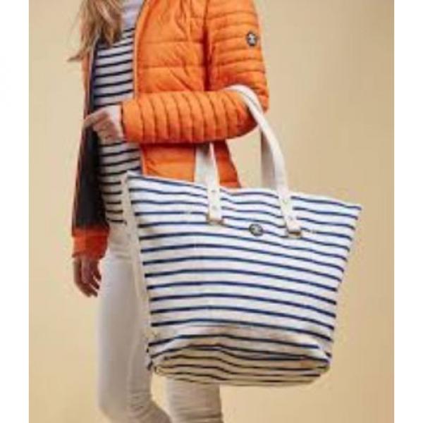 Barbour Sealand Tote Bag / Beach Bag / Nautical Stripe / Zipper Tote - NEW #1 image