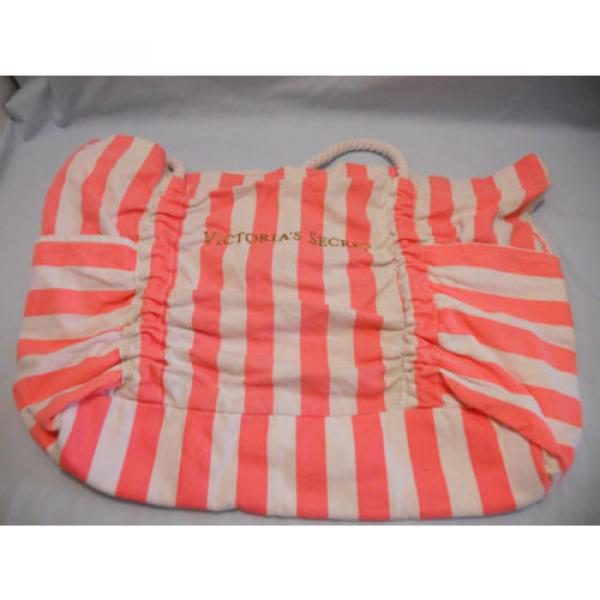 Victoria&#039;s Secret Pink &amp; White Stripe Beach Bag/Tote Rope Shoulder Straps #3 image
