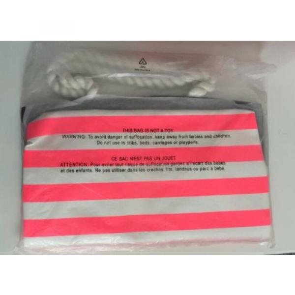 Victorias Secret SWIM Tote 2016 Beach Bag Pink White Stripes Rope Handles - NWT #4 image