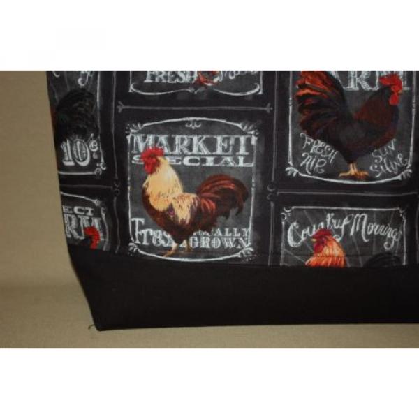 Handmade Chicken Roosters Trimmed in Black Handbag Purse Tote Bag Beach Bag #2 image