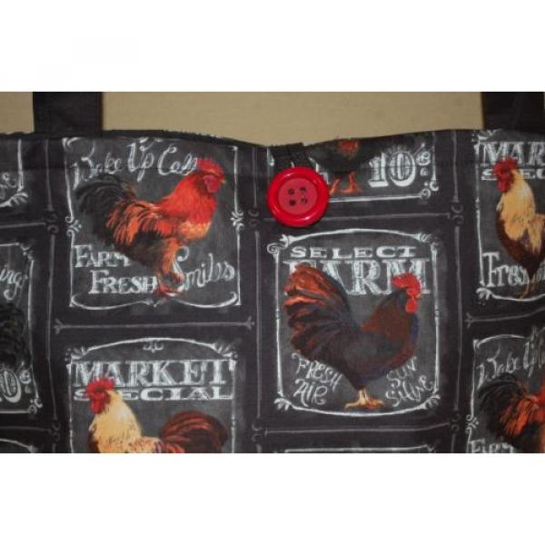 Handmade Chicken Roosters Trimmed in Black Handbag Purse Tote Bag Beach Bag #4 image