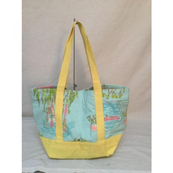 NWOT  LILLY PULITZER BABY BLUE/ YELLOW BEACH BAG WITH BEACH DESIGNS #3 image